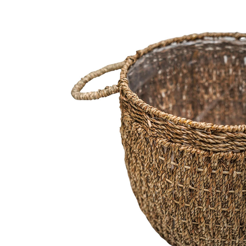 Seagrass Set of 2 lined baskets, H30 x D35cm, Natural-2