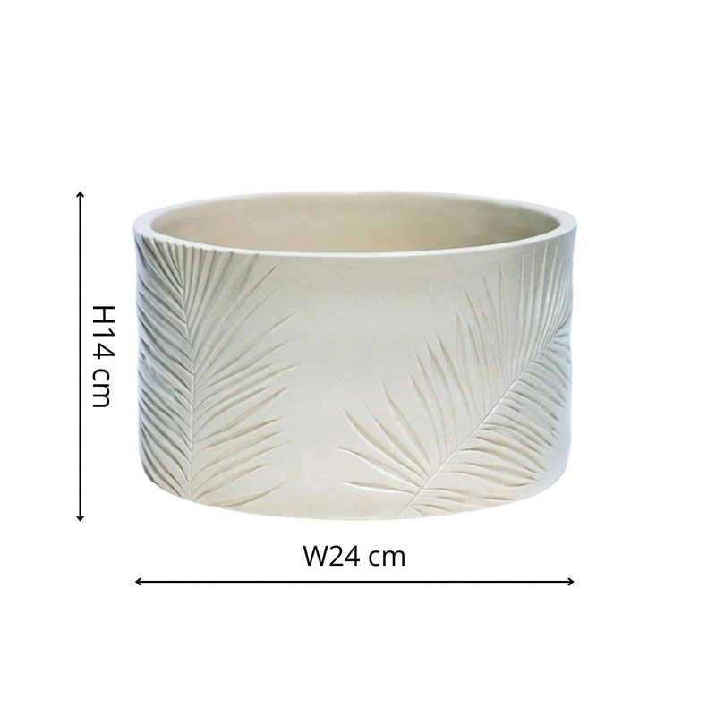 Kew Botanical Retreat Stoneware Sago Palm Bowl, D24cm, Cream-5