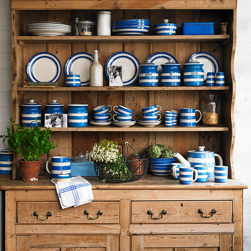 Cornishware Set of 4 Pasta Bowls, D24cm, Blue-1