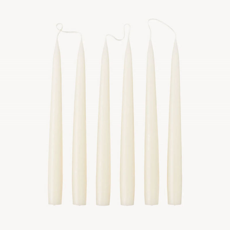 Set of 6 Tapered Dinner Candles, H25cm, Off White-0