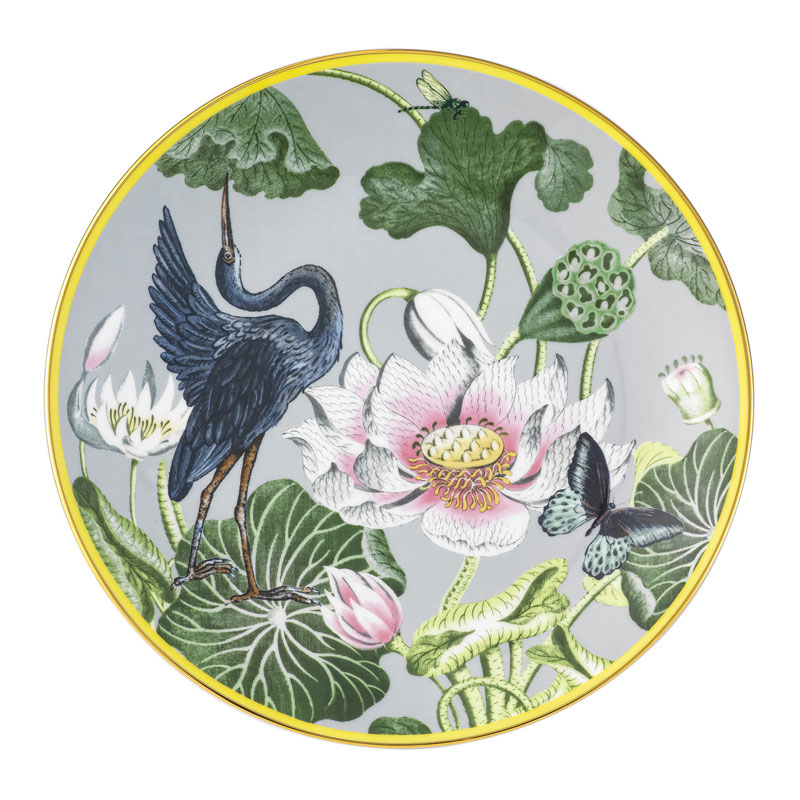 Wonderlust Waterlily Coupe Plate, D20cm, Grey-0