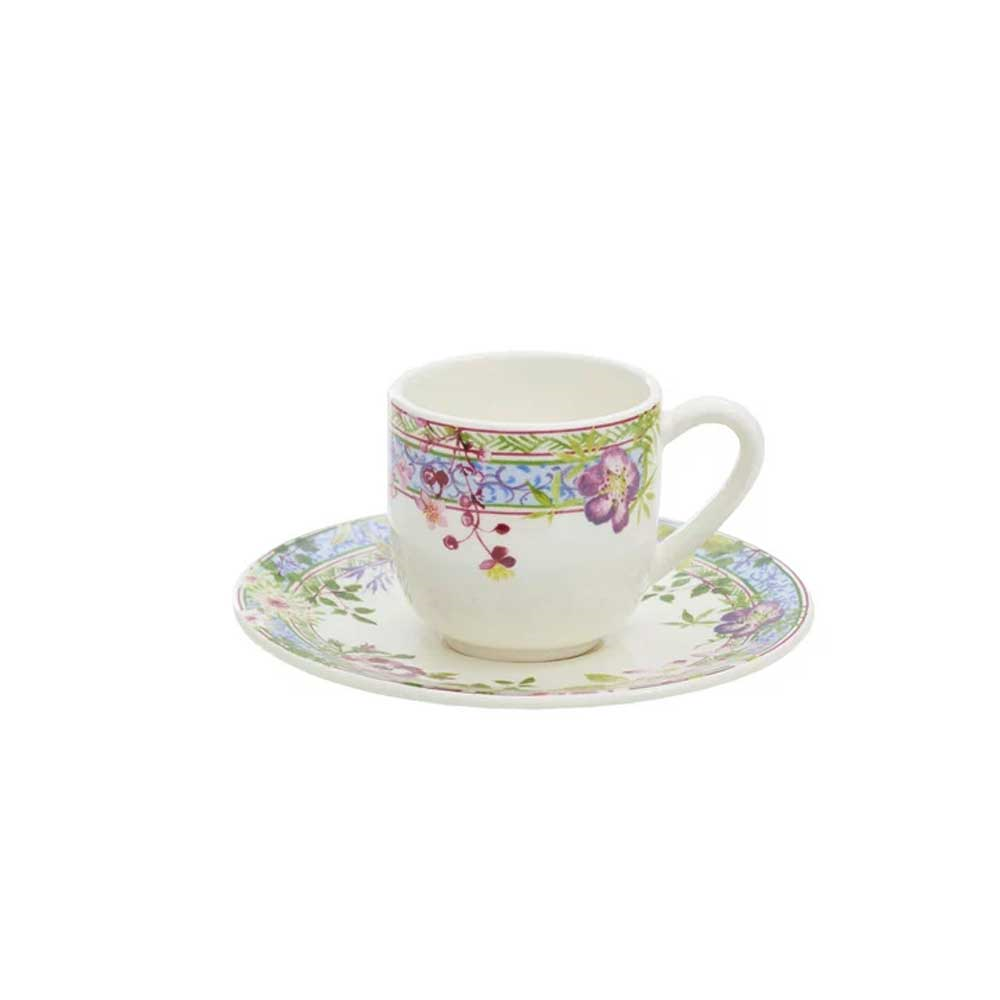 Gien- Millefleurs, Coffee Cup & Saucer, Set of 2-0