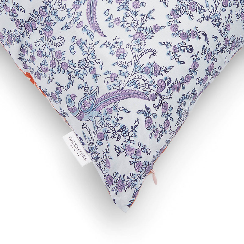 Zaha Silk Reversible Cushion, 45cm x 45cm, Orange / Purple-3