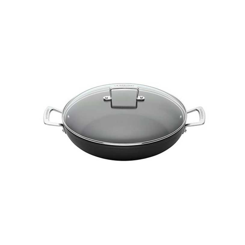 Toughened Non-Stick Shallow casserole with glass lid, 24cm - 2.3 litre-0