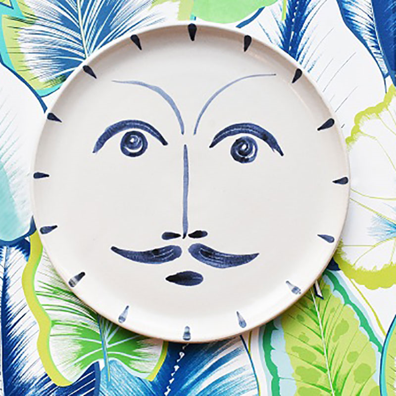 M Moreau Wall Plate, D36cm, Blue & White-1