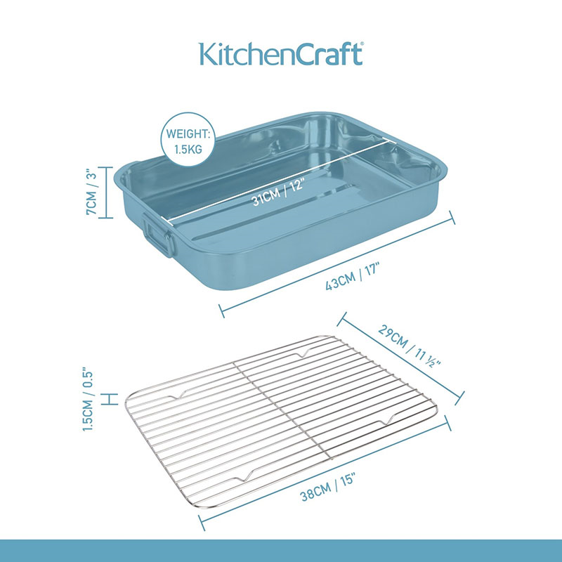 Large roaster and rack, 42 x 32cm, Stainless Steel-8