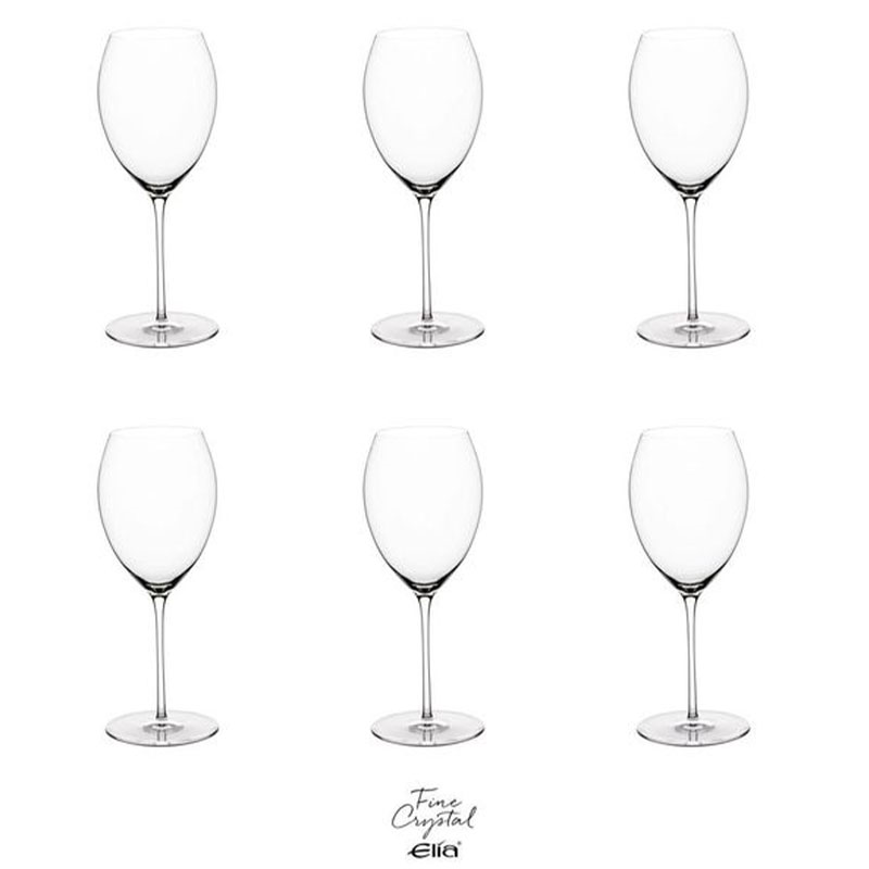 Liana Set of 6 Crystal White Wine Glasses, 380ml, Clear-0