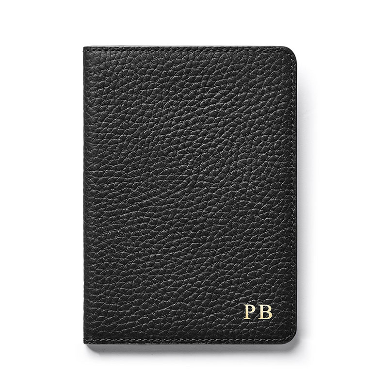 Passport Cover with Card Slots, H14 x W10cm, Black Pebble-3