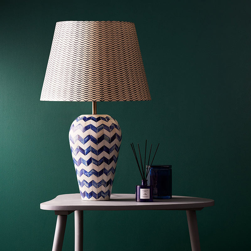 Ziggy Natural Bone Table Lamp, H35.5cm, Blue-0