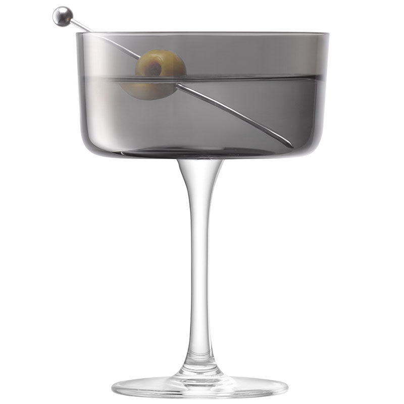 Lunar Set of 2 Champagne/Cocktail Glasses, 230ml, Lunar Grey-2