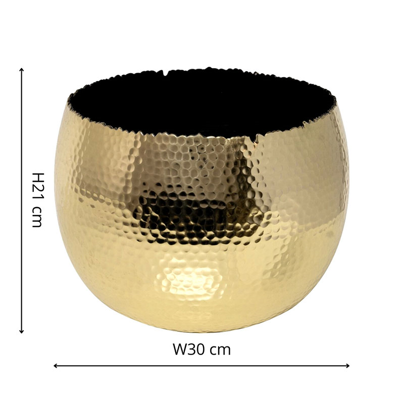 Hammered Bowl planter, H21 x W30 x D30cm, Gold-4