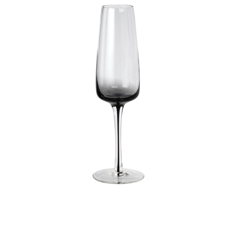 Mouth Blown Champagne Glass, H23cm, Smoke-0