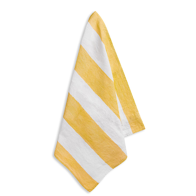 Stripe Linen Napkin, 50cm x 50cm, Lemon Yellow-2