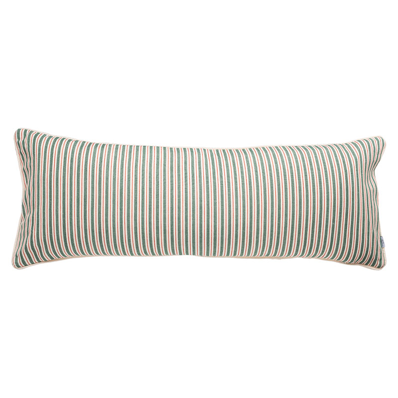 Garden Stripe Large Lumbar Cushion, 95 x 35cm, Red / Green / White-1