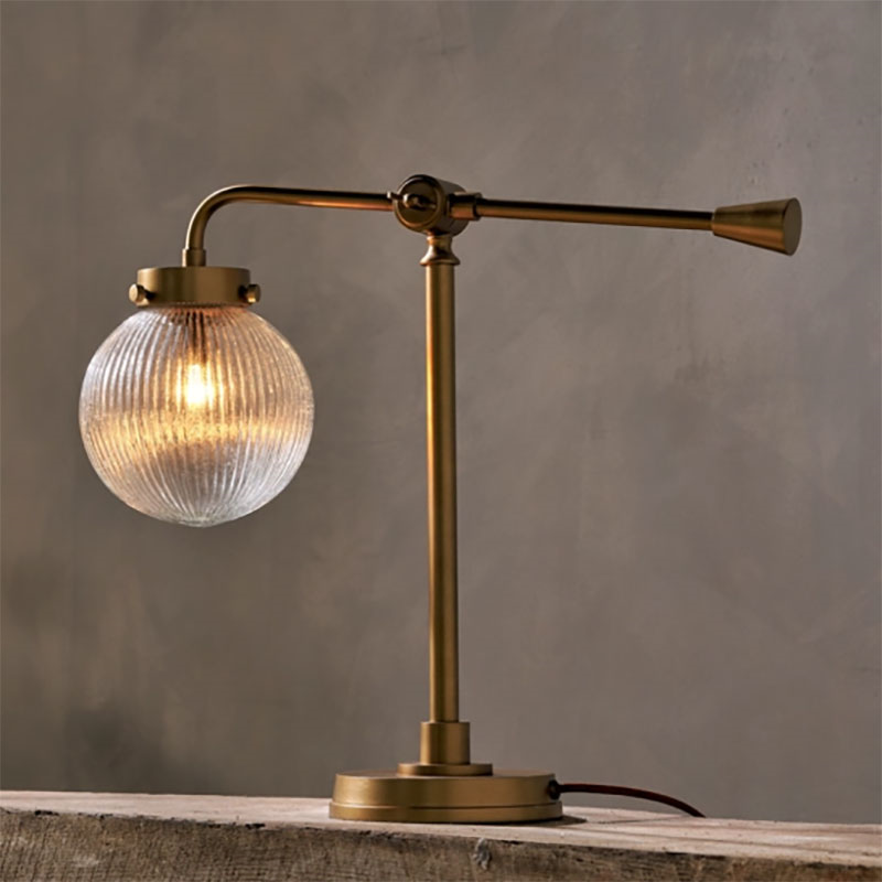 Sengol Recycled Glass Desk Lamp, H51cm, Antique Brass-0