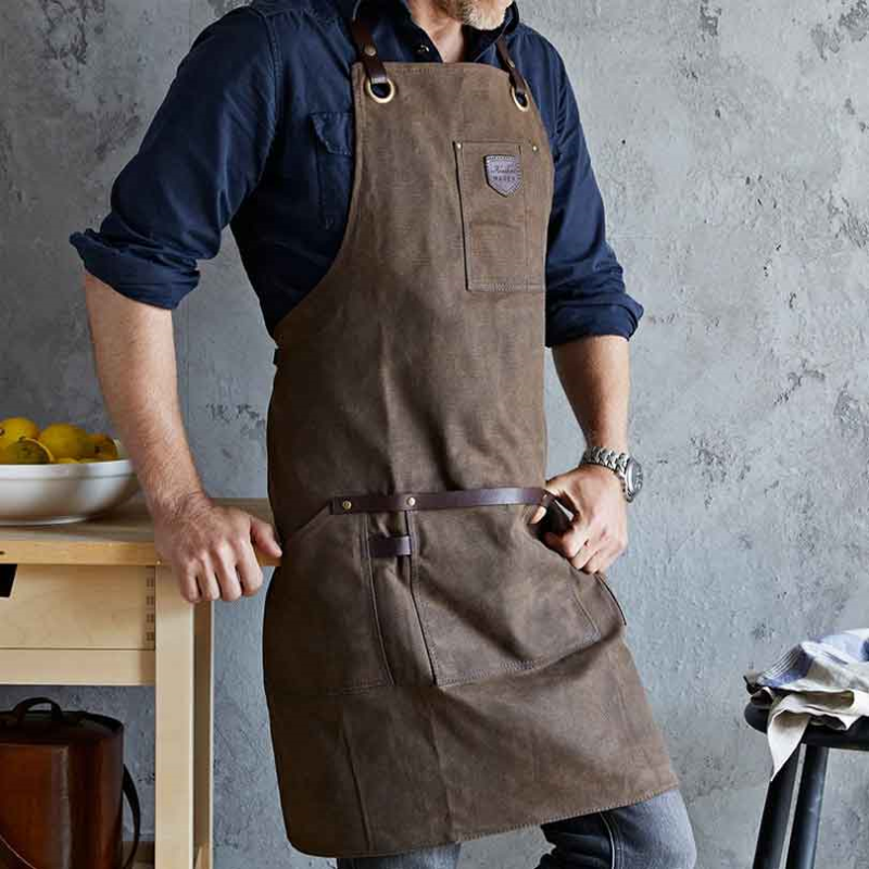 Waxed Canvas Apron, Tobacco Brown-1