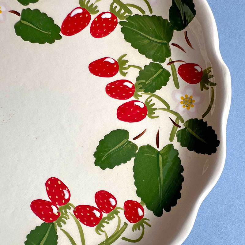 Minnie-Mae Studio Woodland Strawberry Serving Platter, 27cm x 21cm, Multi-4