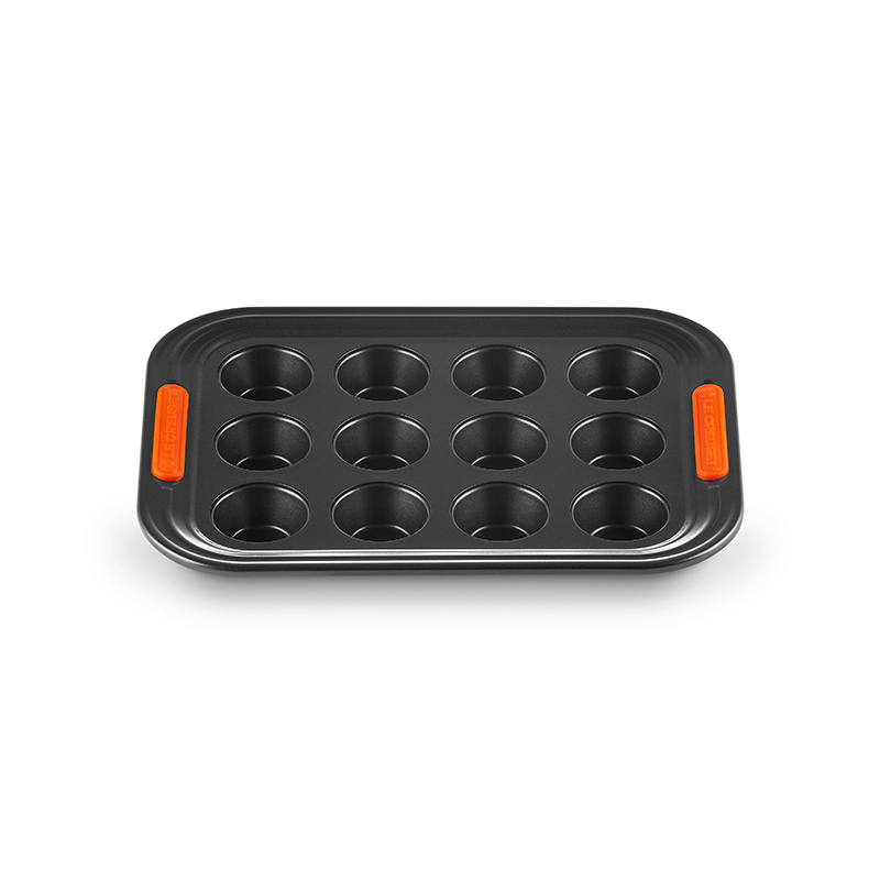 Bakeware 12 cup mini muffin tray, 24.5 x 18.5cm, Black-0