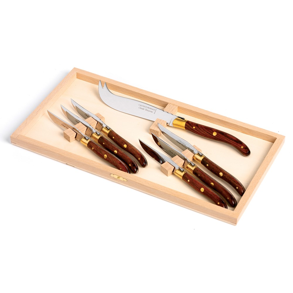 Cheese knife set, L35 x W18 x H4cm, Exotic Dark Wood-0