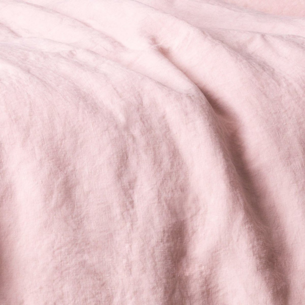 Washed Linen Linen Double Duvet Cover, Dusky Pink-3