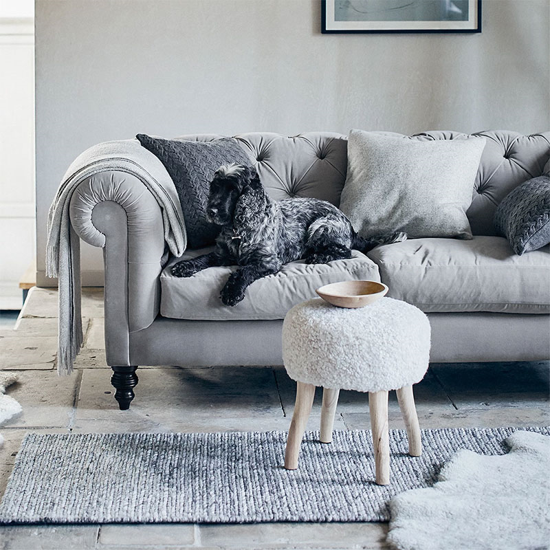 Sheepskin Stool, H47cm x W40cm, Pearl-1