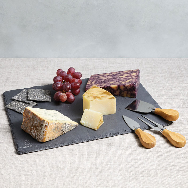 Cheese platter set, 35 x 25cm, Slate And Acacia Wood-2