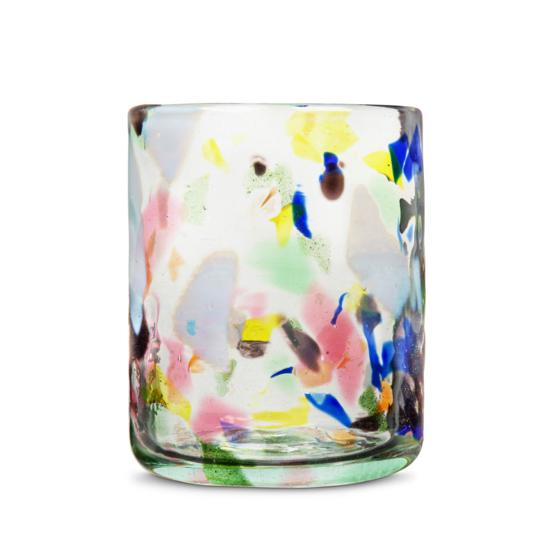 Terrazzo Set of 2 Hand Made Glass Tumblers, H11cm, Multicolour-1