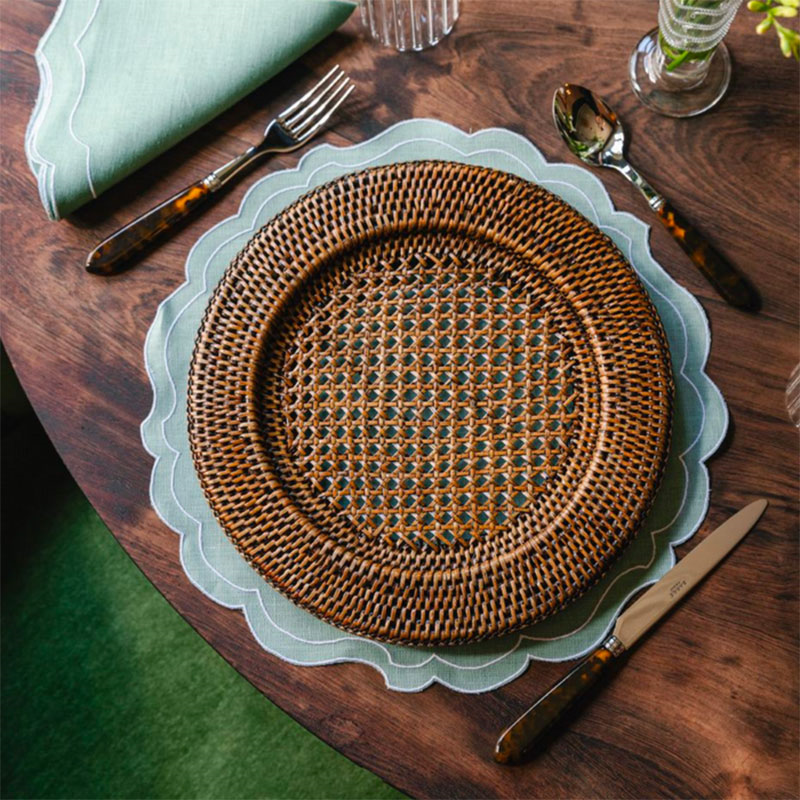 Rattan Charger Plate, D32cm, Brown-0