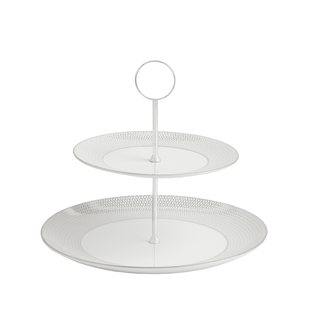 Gio Platinum 2 Tier Cake Stand, Platinum-0