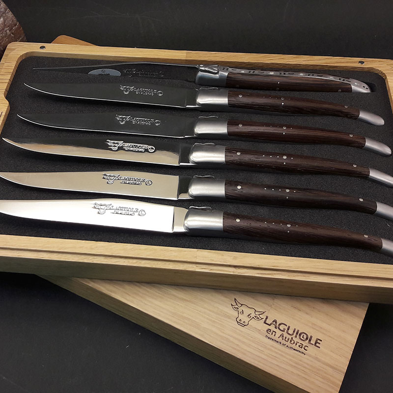 Laguiole Steak Knives, Wenge Handles, Set of 6-1