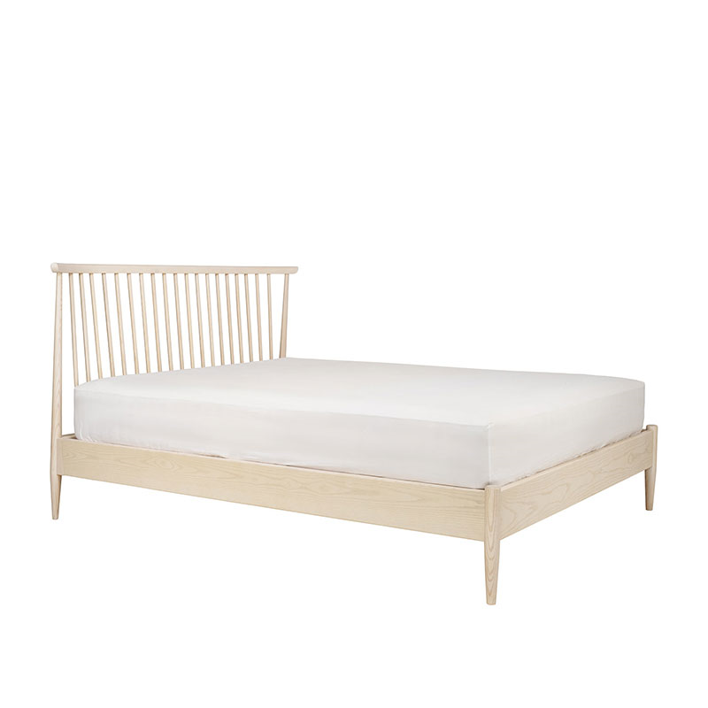 Salina Double Spindle Headboard Bed Frame, Pale Timber-0