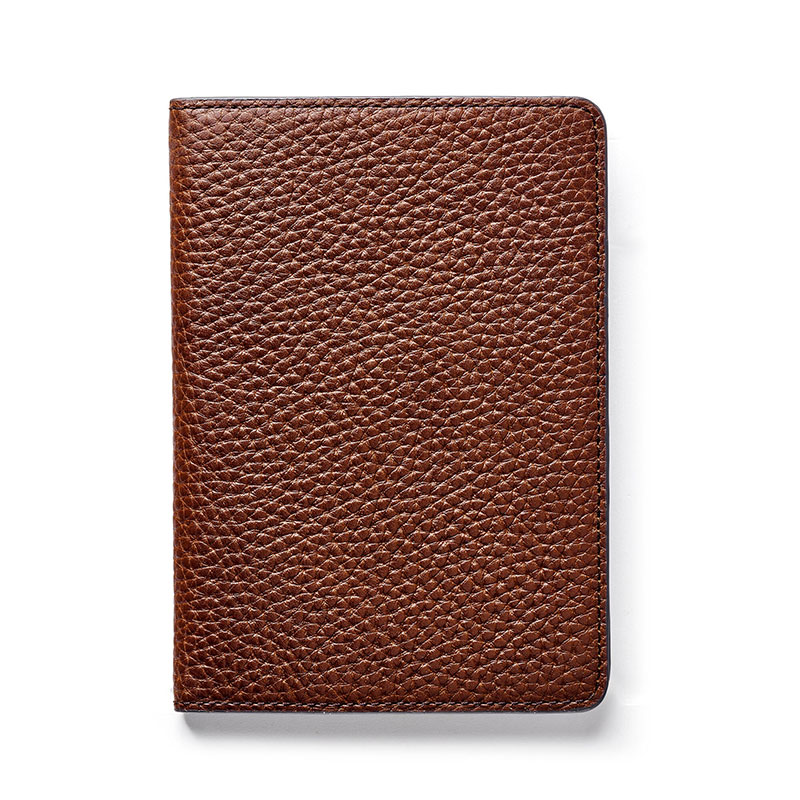 Passport Cover with Card Slots, H14 x W10cm, Tobacco Pebble-1