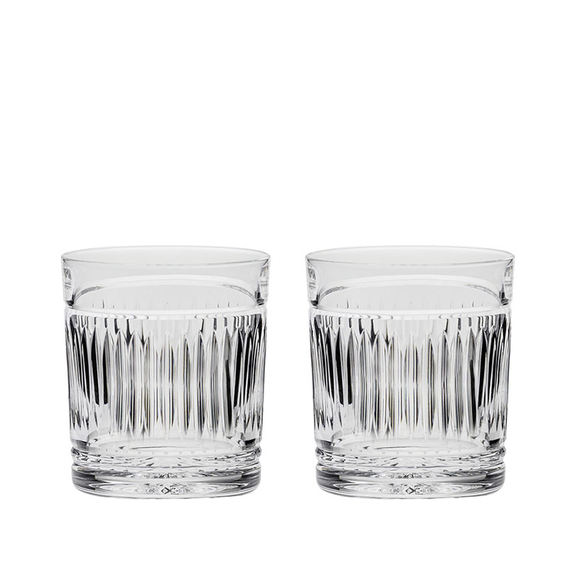 Art Deco Set of 2 Large Tumblers, 330ml, Clear-0