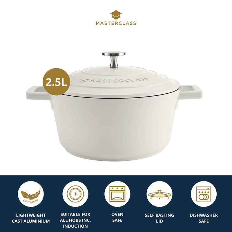 Cast Aluminium Casserole Dish, 2.5L, Cream-17