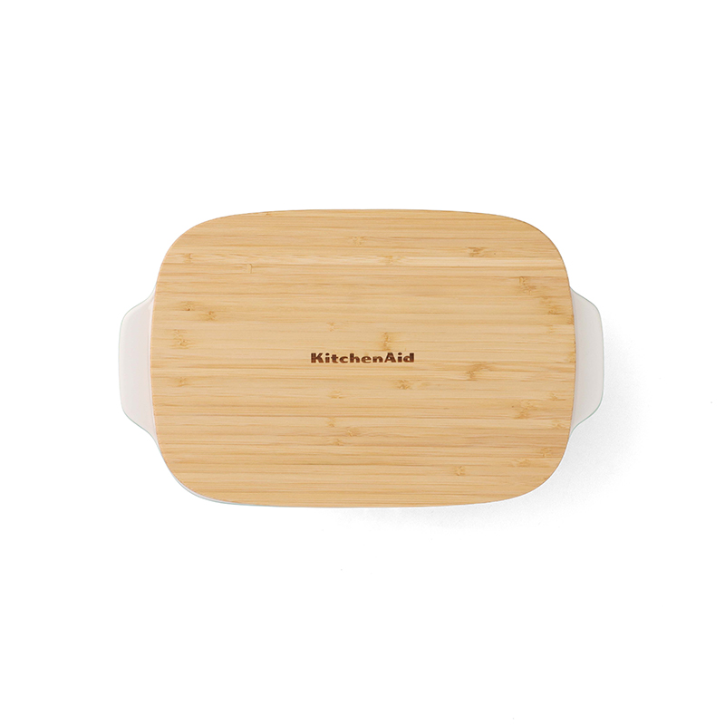 Stoneware Dish with Bamboo Lid, 26cm, Pistachio-8