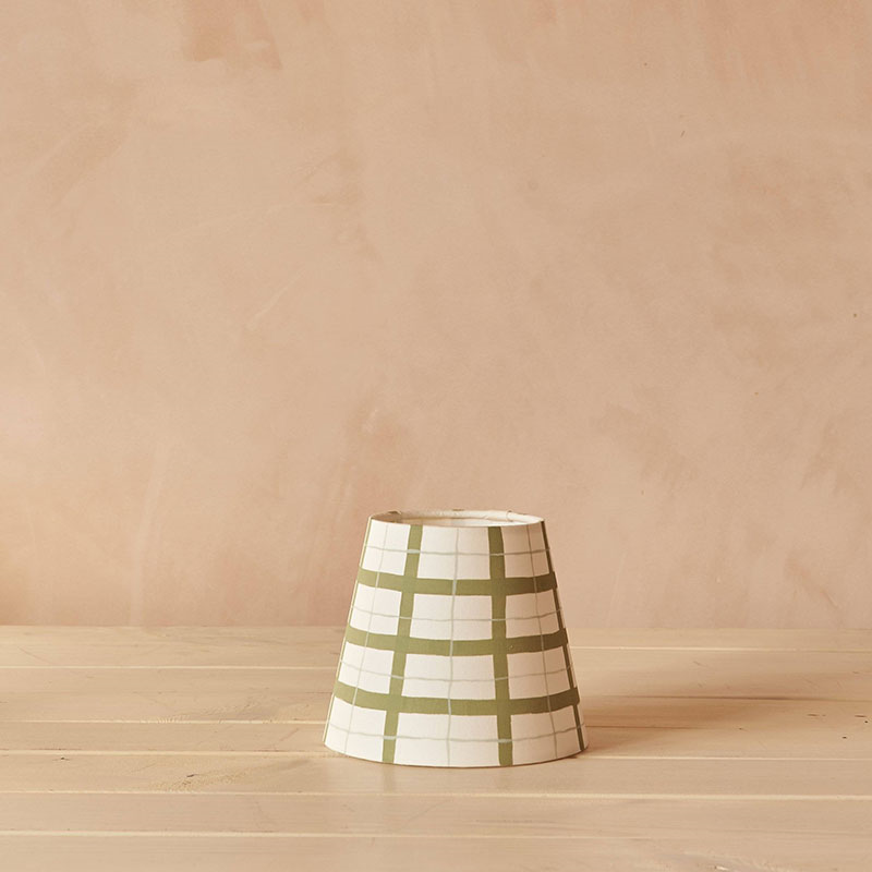 Hum London Gingham Lampshade, 40cm, Mossy Green-2