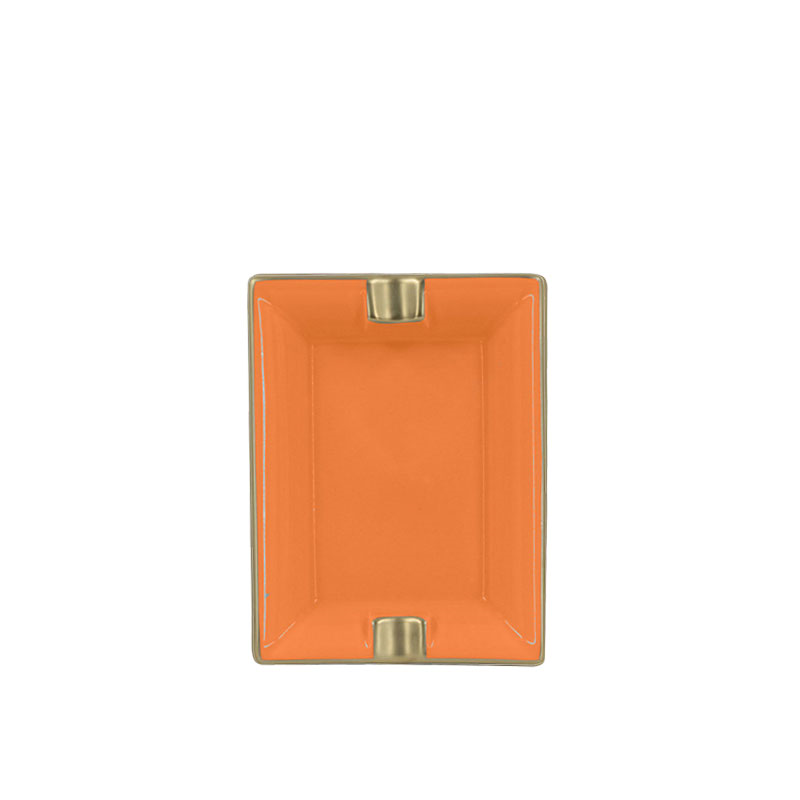 Sous Le Soleil Ashtray, W9.5 x L11cm, Matt Gold Classic Orange-0