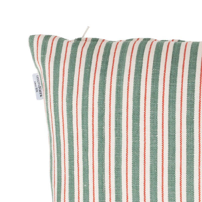 Garden Stripe Hand Made Cushion, 40 x 40 cm, Red / Green / White-3