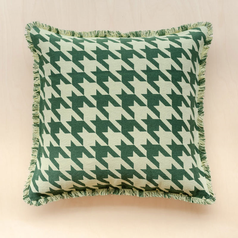 Houndstooth Cushion Cover, 50 x 50cm, Green-2