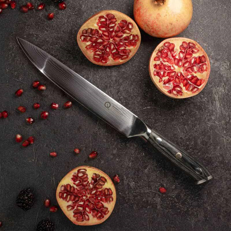 Q30 Series Damascus Steel Carving Knife, 20cm, Black-0