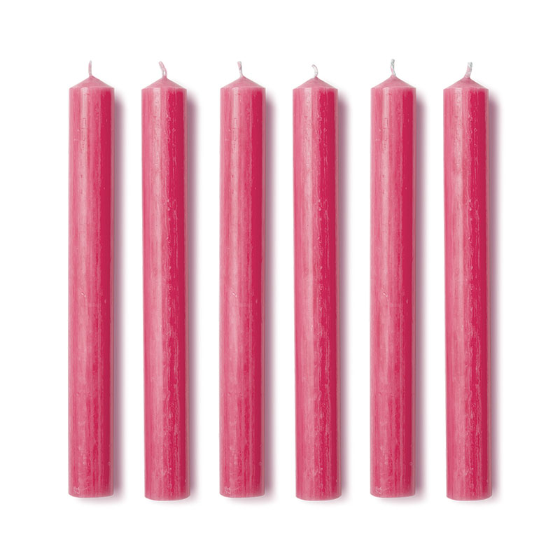 Set of 6 Dinner Candles, Raspberry Pink-0