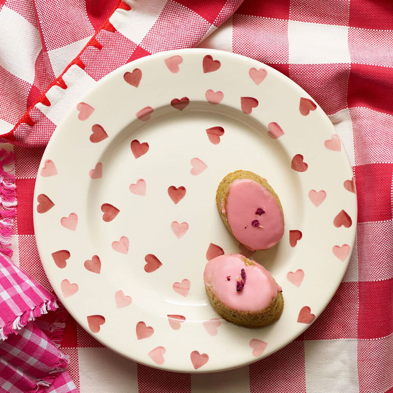 Pink Hearts Plate, D27cm, Cream-0