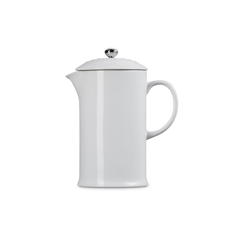 Stoneware Cafetiere with Metal Press, 1L, White-4