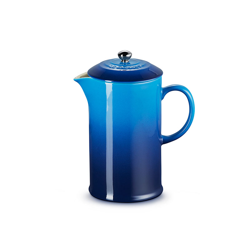 Stoneware Cafetiere with Metal Press, 1L, Azure-0