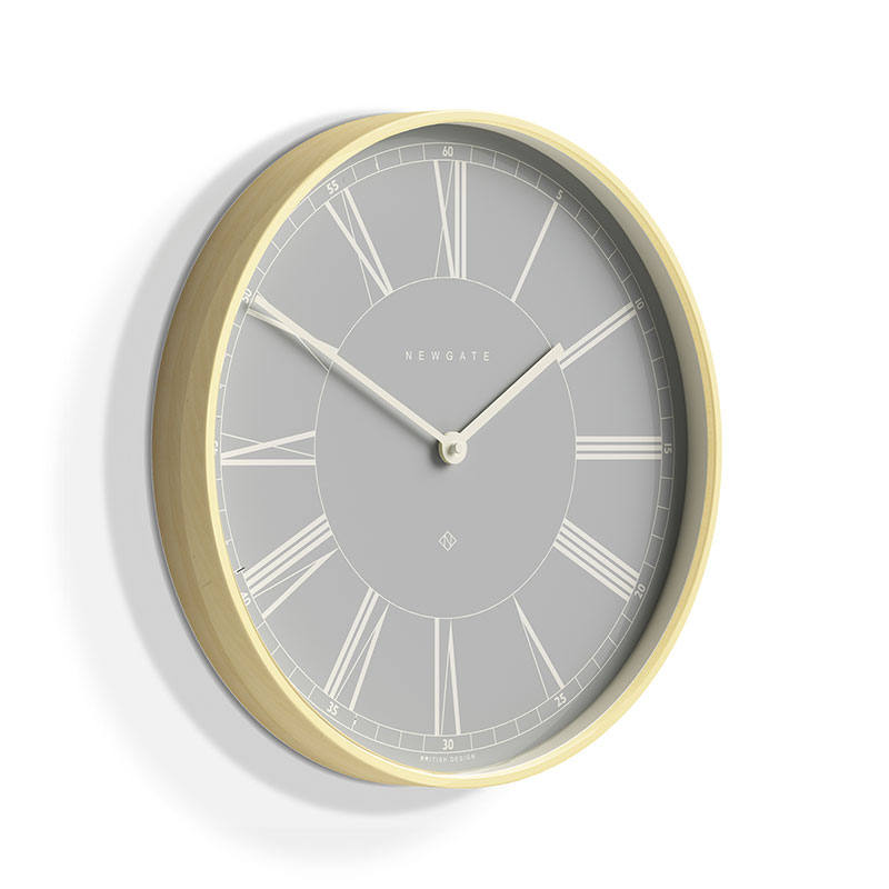 Mr Architect Wall Clock, D40cm, Pale Plywood/Light Grey-1