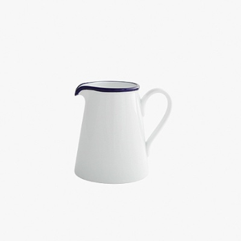 Cream Jug, Canteen, White/Blue Rim, 11cm-0