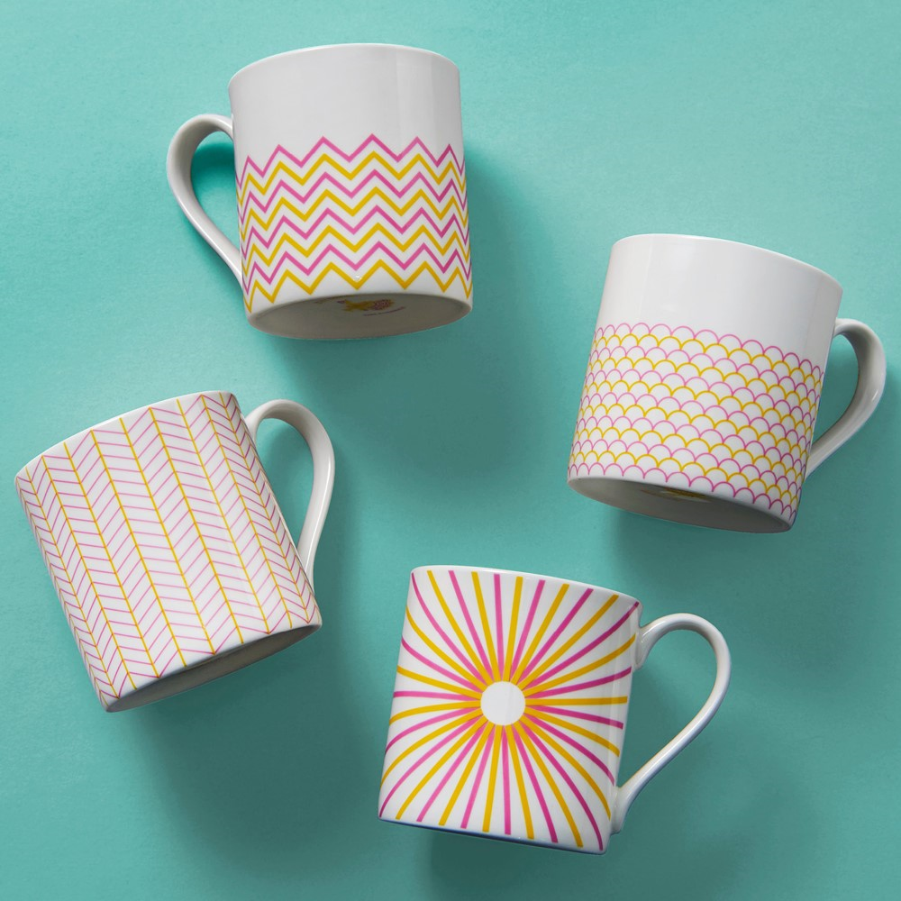 Ripple Mug, 375ml, Pink & Yellow-1