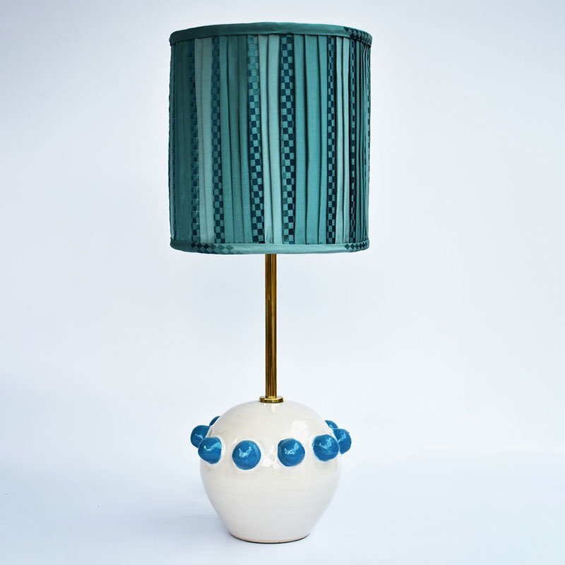 Carnival Collection Zoe Hand Thrown Ceramic Table Lamp Base Only, Turquoise Blue-0