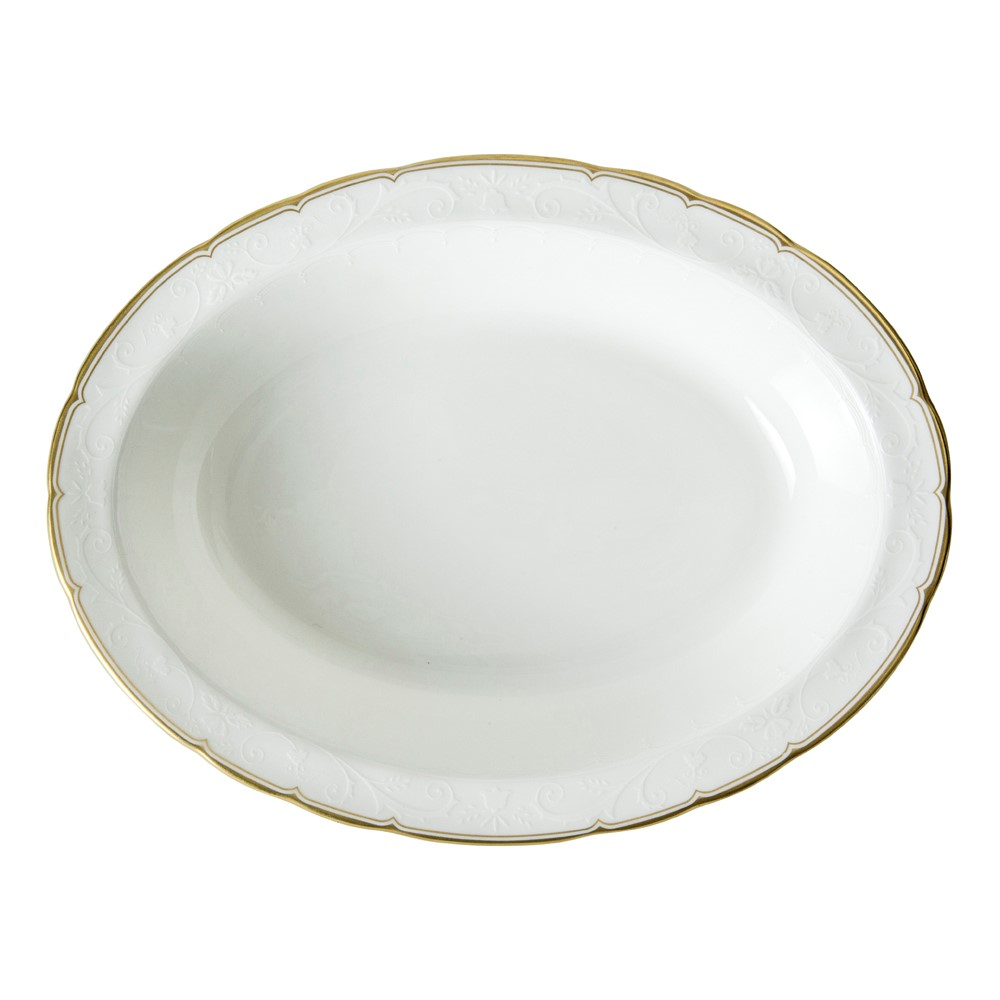 Darley Abbey Pure Gold Open vegetable dish, D19 x H5cm, White/Gold-0