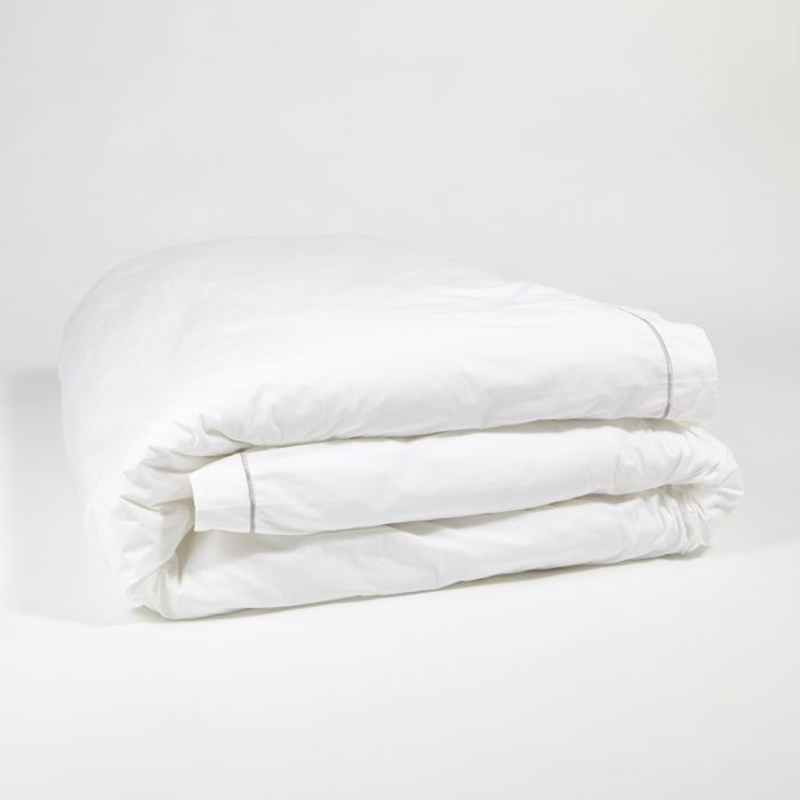 The Simple with Single Row Cord 300 Thread Count Embroidered Duvet Cover, Double, White/Silver-1